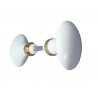 Bouton Double OVALE porcelaine BLANC/Laiton poli