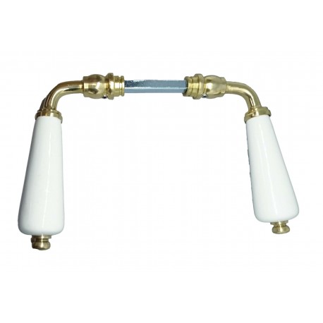 Béquille Double CANON porcelaine BLANC/Laiton poli