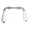 Béquille Double CANON porcelaine BLANC/Laiton poli