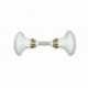 Bouton Double OVALE porcelaine BLANC/Laiton poli