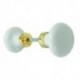 Bouton Double ROND porcelaine BLANC/Laiton poli
