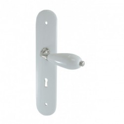1/2 Ensemble/Plaque AMBAZAC Porcelaine BLANC Serrure
