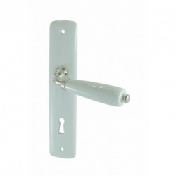 1/2 Ensemble/Plaque FIGEAC Porcelaine BLANC Serrure