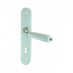 1/2 Ensemble/Plaque SOLIGNAC Porcelaine BLANC Serrure