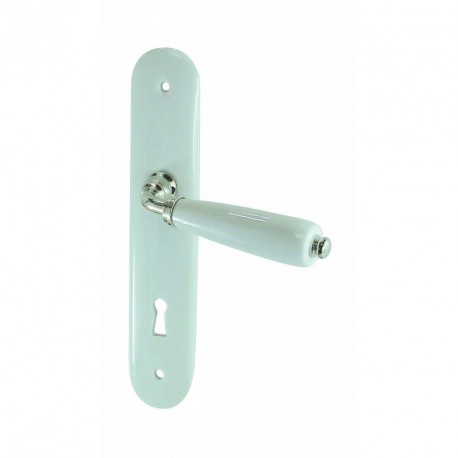 1/2 Ensemble/Plaque SOLIGNAC Porcelaine BLANC Serrure