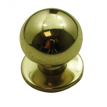 1 Bouton de Meuble BOULE SUR PLATINE Ø 30mm Laiton poli