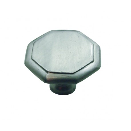 1 Bouton de Meuble OCTOGONAL Ø 50mm Laiton Nickelé Satiné