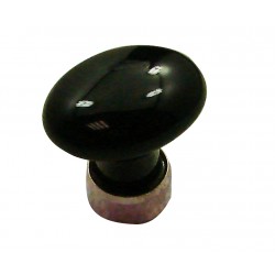 1 Bouton de Meuble OVALE Porcelaine NOIR BRILLANT Ø 35mm