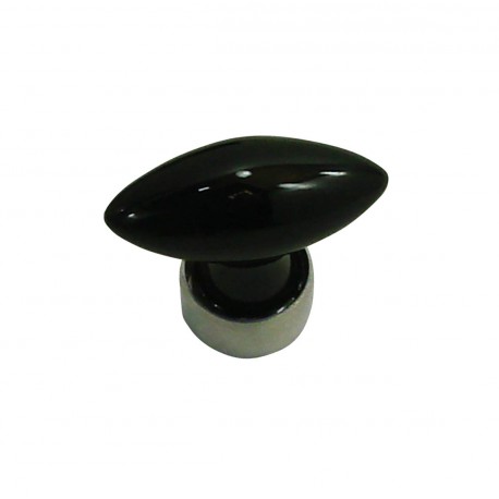 1 Bouton de Meuble OLIVE Porcelaine NOIR BRILLANT L 40 mm
