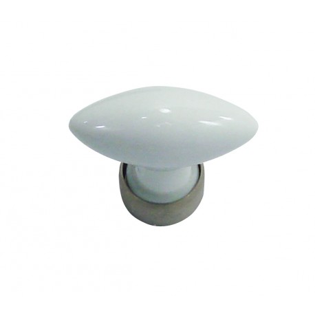 1 Bouton de Meuble OLIVE Porcelaine BLANC L 40mm