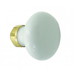 Bouton Simple ROND porcelaine BLANC/Laiton poli