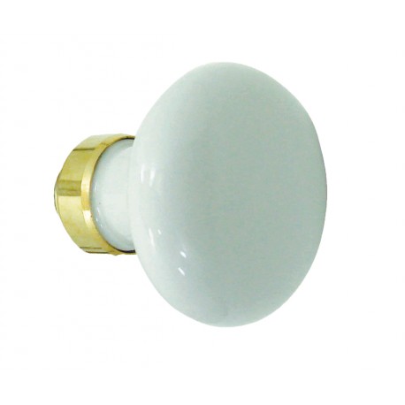 Bouton Simple ROND porcelaine BLANC/Laiton poli