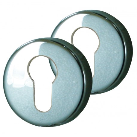 2 Rosaces de Fonction NINA Zamak Laitonné CHROME Cylindre