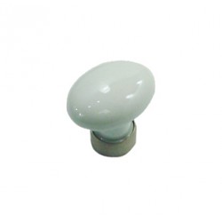 1 Bouton de Meuble OVALE Porcelaine BLANC Ø 35mm