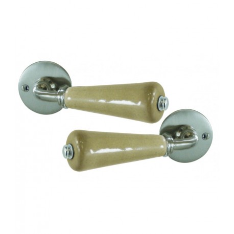Ensemble de béquilles doubles CANON sur rosace porcelaine GRIS BEIGE