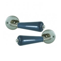 Ensemble de béquilles doubles CANON sur rosace porcelaine GRIS BLEU