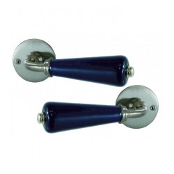Ensemble de béquilles doubles CANON sur rosace porcelaine BLEU DE FOUR