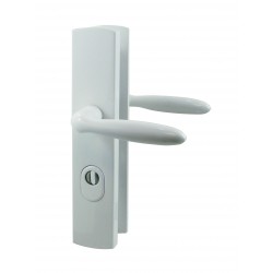 Ensemble/Plaque Béquille Double Cylindre Protégé TIGRA Aluminium BLANC 195