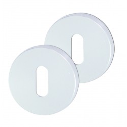2 Rosaces de Fonction Aluminium Epoxy BLANC Serrure