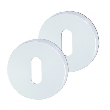 2 Rosaces de Fonction Aluminium Epoxy BLANC Serrure