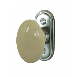 Bouton de Fenêtre OVALE Porcelaine BLANC/Laiton Poli