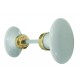 Bouton Double OVALE porcelaine BLANC/Laiton poli