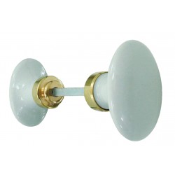 Bouton Double OVALE porcelaine BLANC/Laiton poli