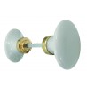 Bouton Double OVALE porcelaine BLANC/Laiton poli